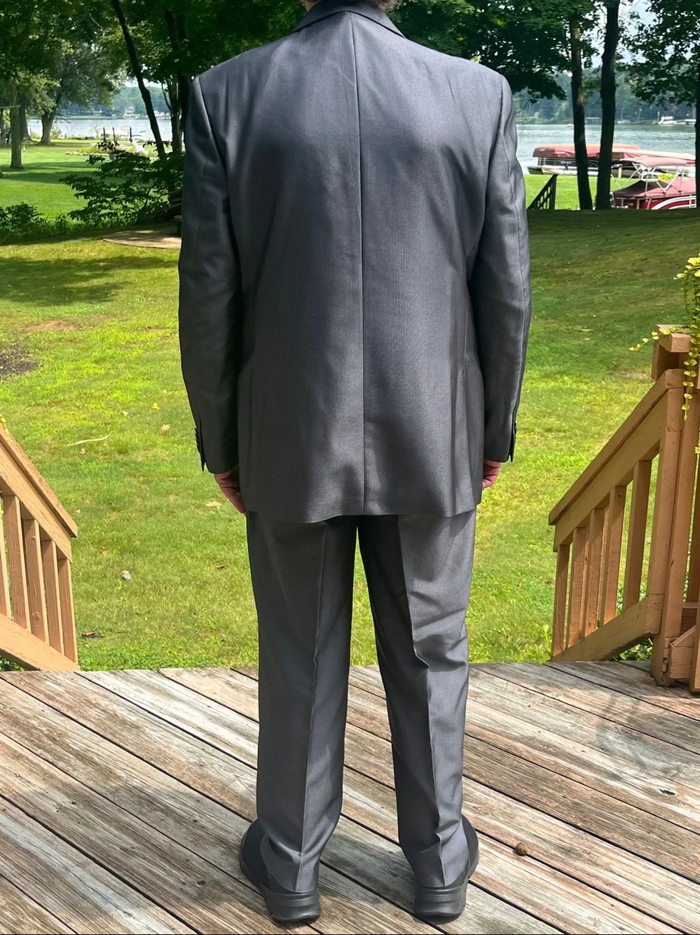 Apt. 9 Men's Gray 2-Piece Suit - Single-Breasted Blazer & Trouser 44R
